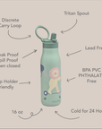 Gourde en acier inoxydable noüka 16 oz Collection Daisy - Pip le lapin