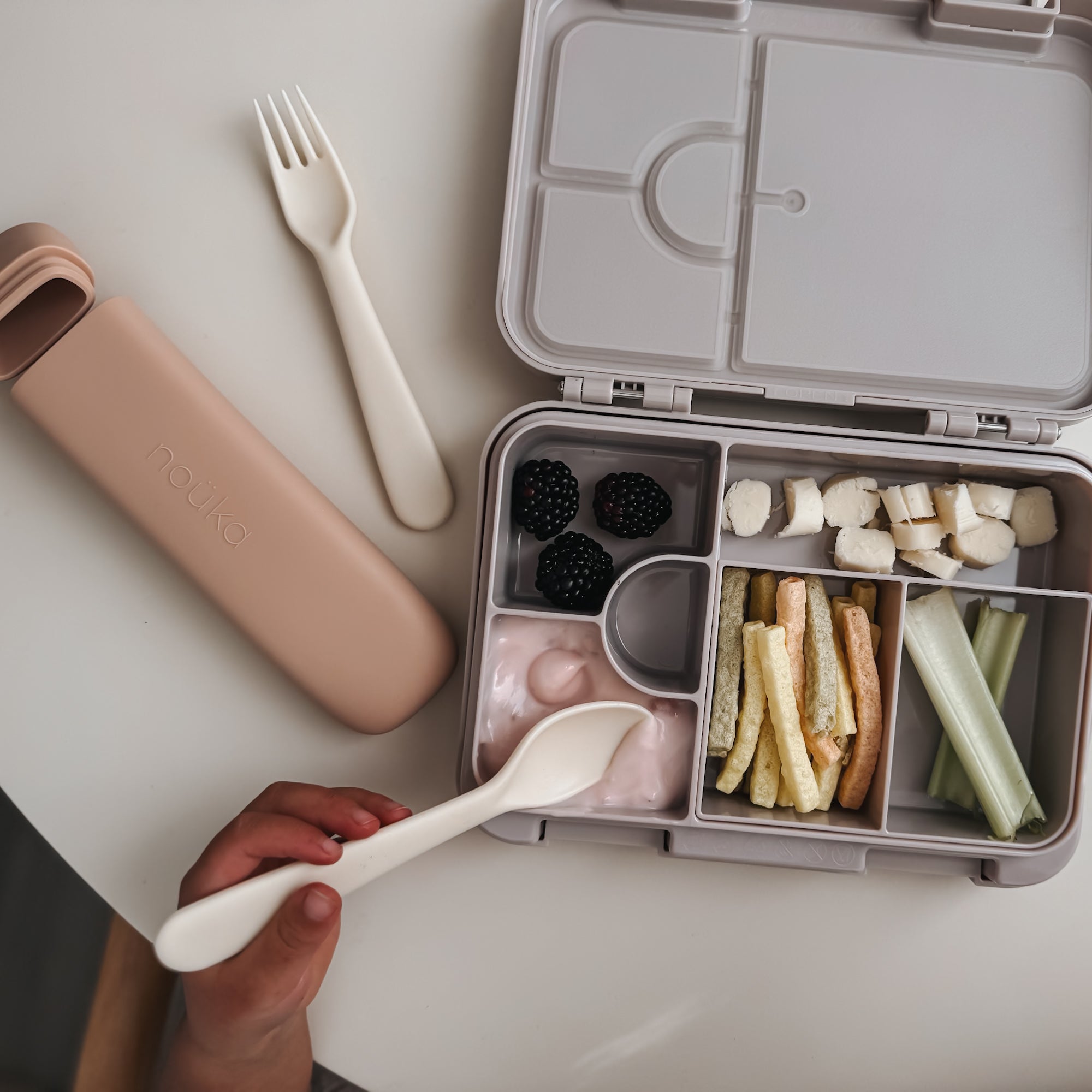 noüka Reusable Utensil Set &amp; Carry Case - Soft Blush
