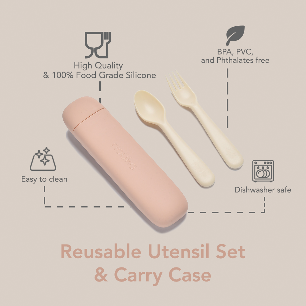 noüka Reusable Utensil Set &amp; Carry Case - Soft Blush