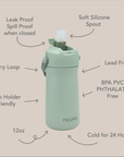 Gourde en acier inoxydable noüka 12 oz Collection Susan - Rose poudré