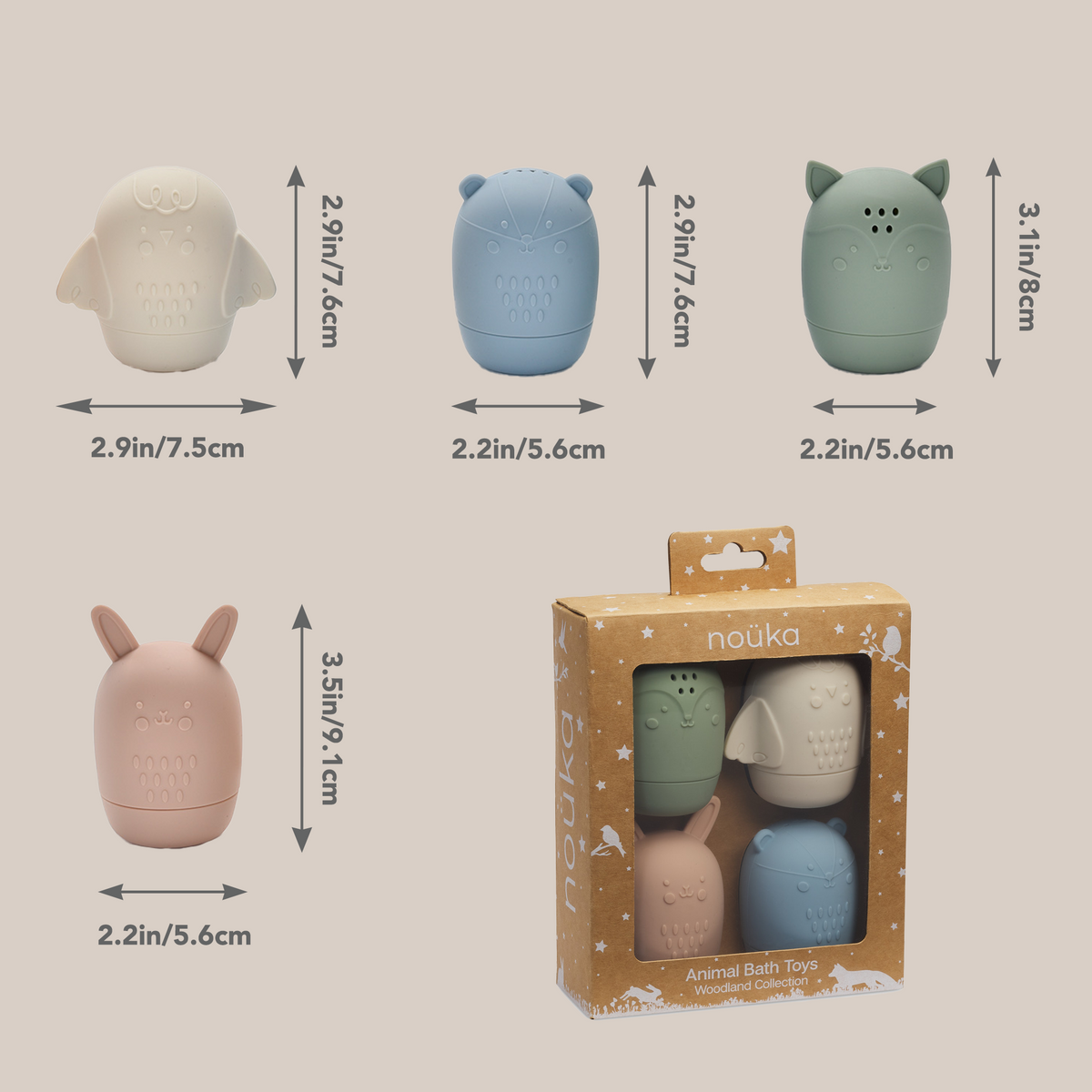 Jouets de bain pour animaux noüka - Collection forêt