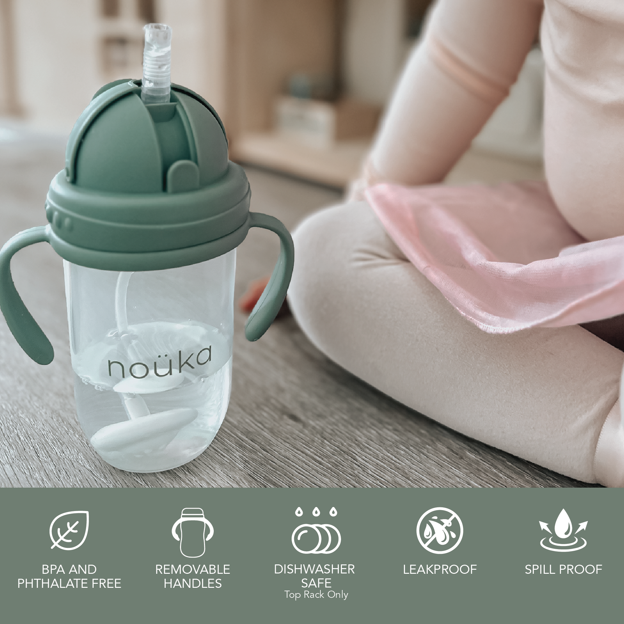 noüka Non-Spill Weighted Straw Cup 9 oz - Wave