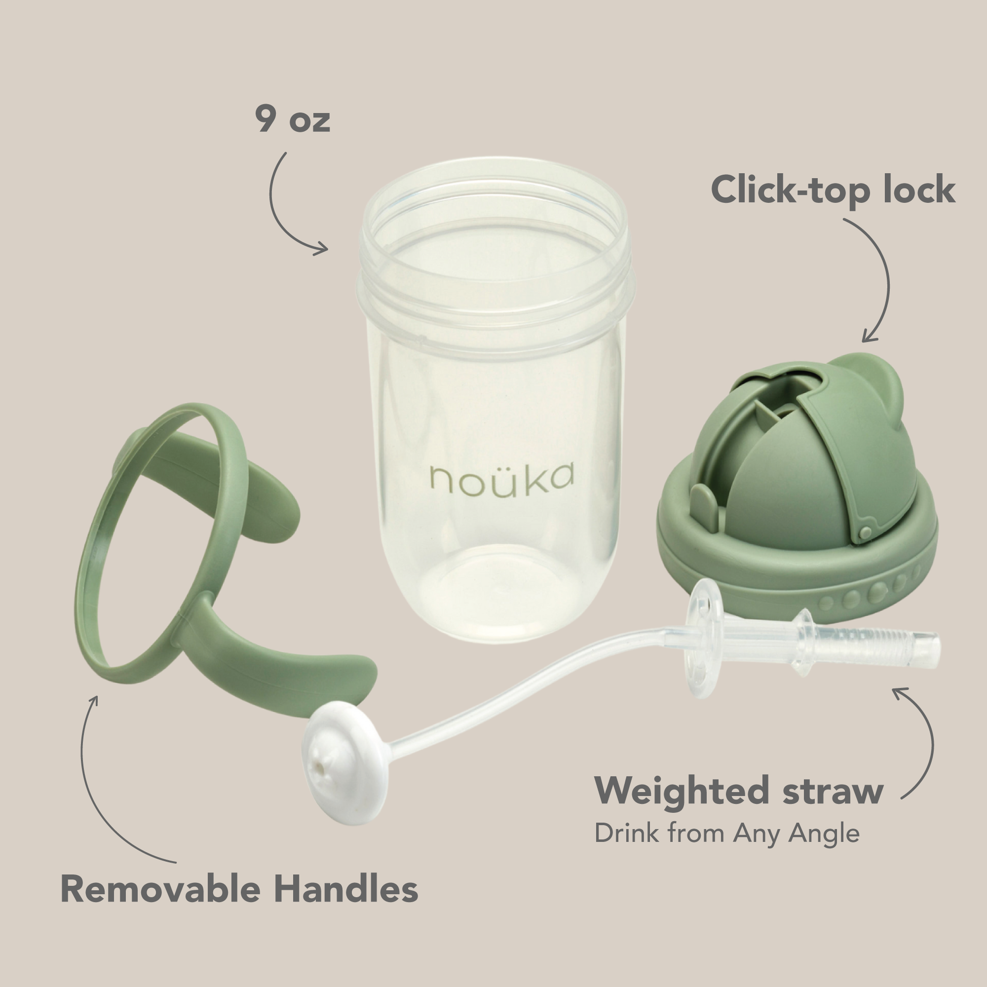 noüka Non-Spill Weighted Straw Cup 9 oz - Wave