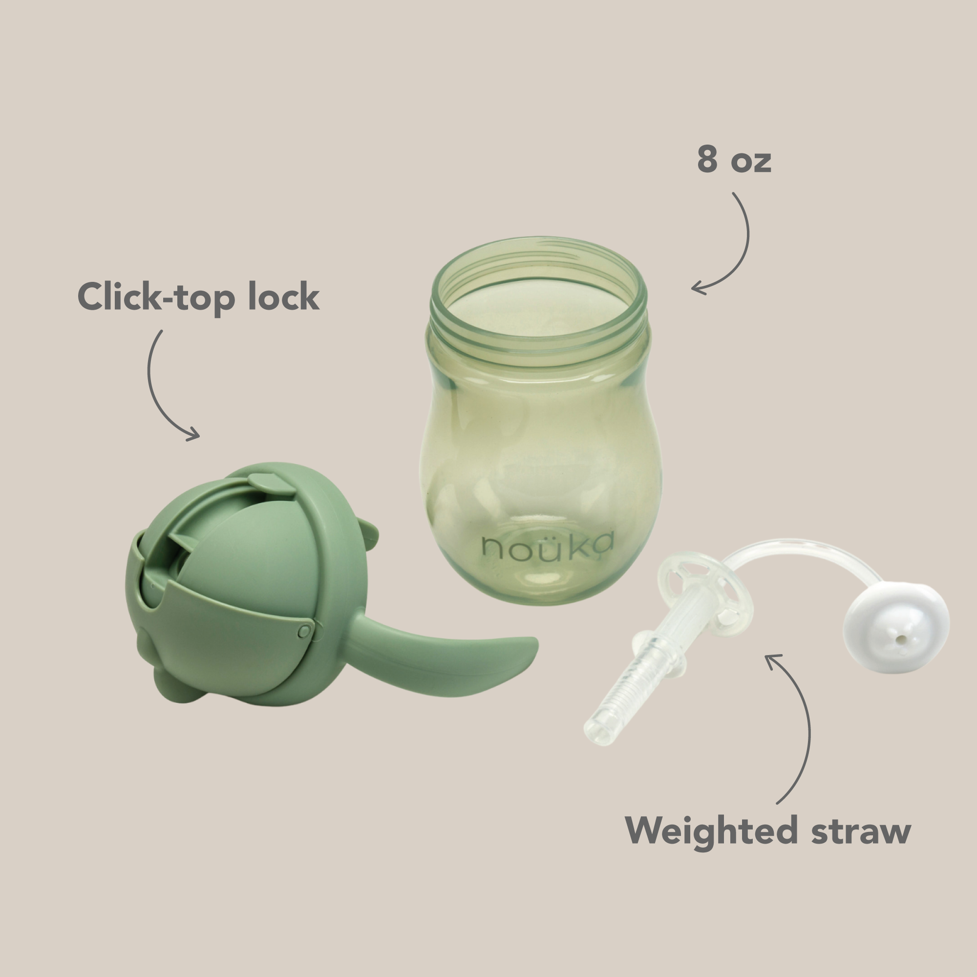 noüka Non-Spill Weighted Straw Cup 8 oz - Soft Blush