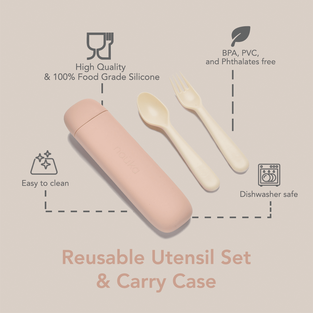 noüka Reusable Utensil Set & Carry Case - Soft Blush (Sold in Case of 2, Qty of 1=2 products) - MAIGHAN DISTRIBUTION CANADA