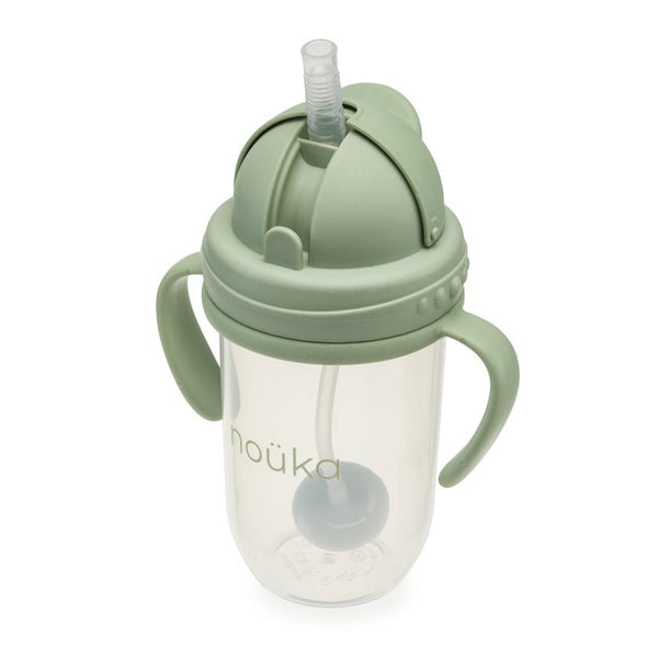 noüka Non-Spill Weighted Straw Cup 9 oz - Moss