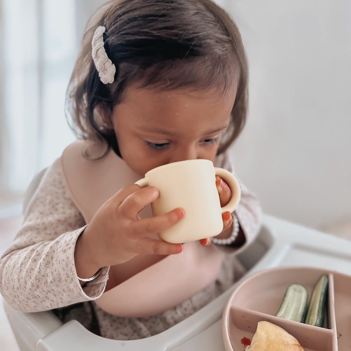 Lot de 2 tasses d'apprentissage noüka - Beurre/Feuille