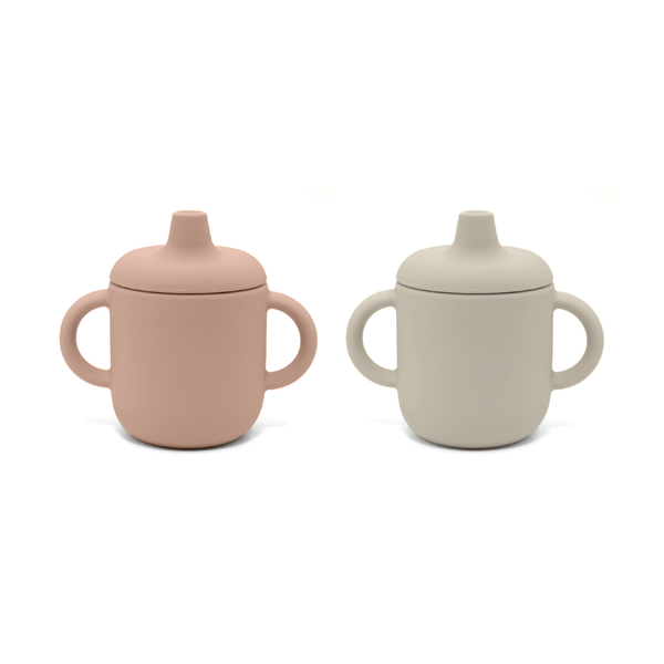noüka Non-Spill Sippy Cup 2 Pack - Soft Blush/Shifting Sand